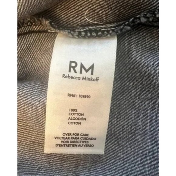 Rebecca Minkoff Womens Cropped Black Denim Jacket W/ Button Front Size Medium - Picture 10 of 14